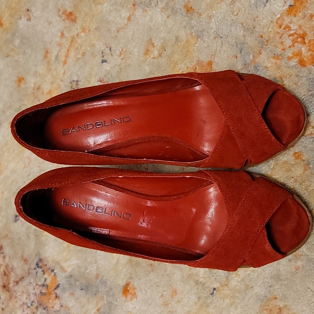 Badolino Elmira RED Suede 4in heel open toe shoe